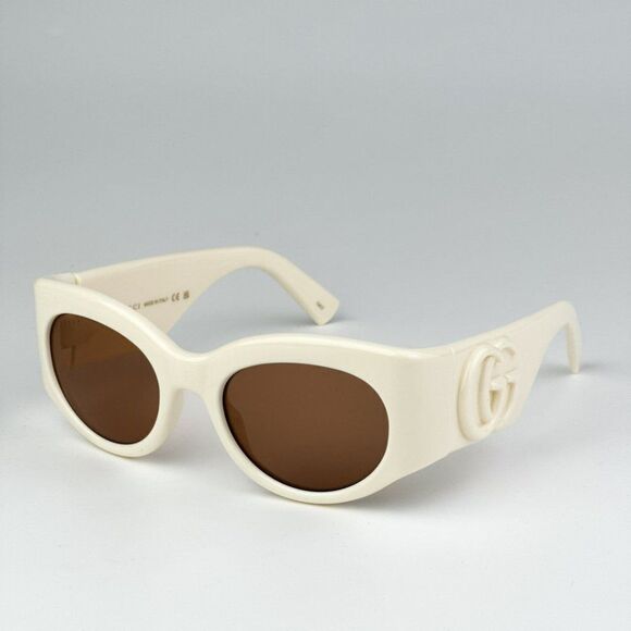 NEW Gucci GG1544S 004 Ivory Brown Unisex Oval Sunglasses GG 1544S - Picture 1 of 10